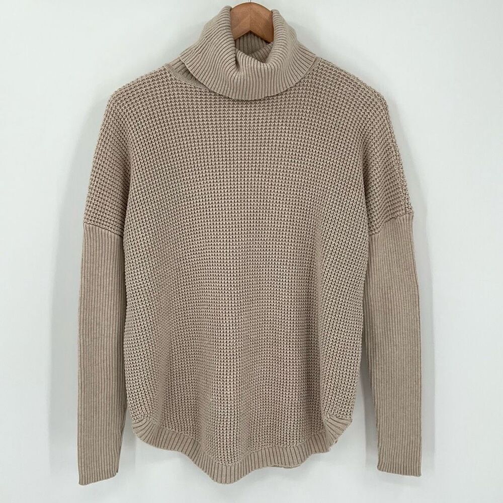 Michael Michael Kors‎ Waffle Knit Long Sleeve Turtleneck Sweater Tan Women Small